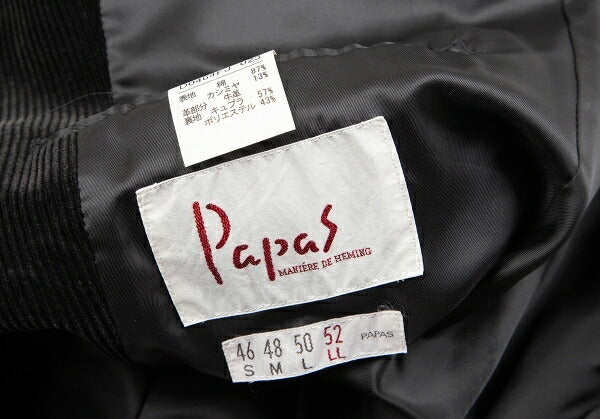 Papas Piping Corduroy Jacket Black Size 52LL