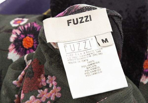 FUZZI Nylon Flower Print Power Net Long Top Black Size M