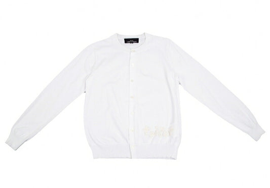 tricot COMME des GARCONS Cotton Hem Logo White Cardigan Size M