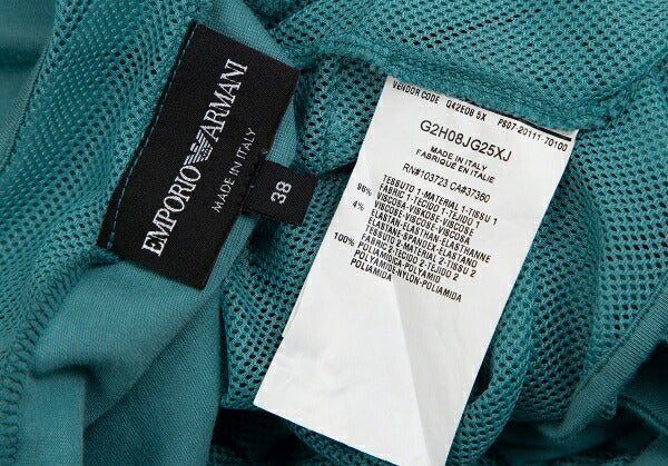 EMPORIO ARMANI Mesh Panel Tiered Tank Top Blue Size 38