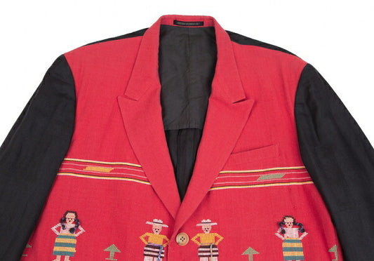 Yohji Yamamoto POUR HOMME Ethnic Red Black Jacket Size M
