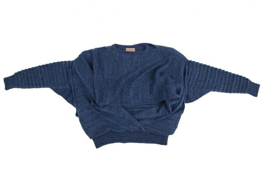 ISSEY MIYAKE Drape Layered Design Knit Sweater Blue Size M