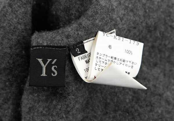 Y's Wool Knit Collarless Jacket Dark Gray Size 2
