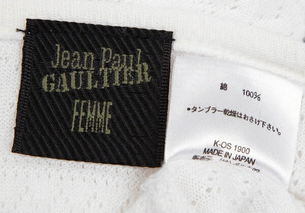 Jean Paul GAULTIER FEMME Cotton Logo T-Shirt White Size M