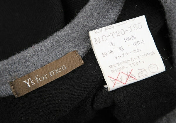 Y's for men Panel Block Wool Knit Sweater Black Grey Size M