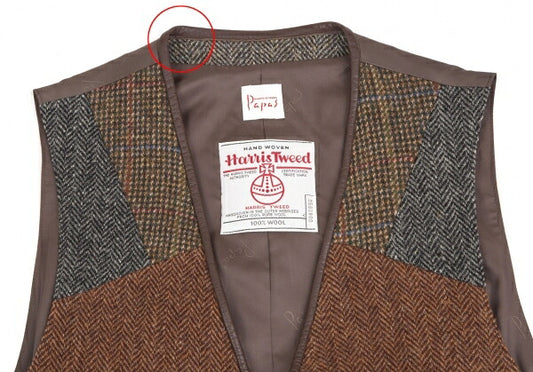 Papas Harris Tweed Patchwork Gilet Vest Multi Size L