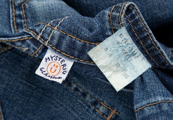 HYSTERIC GLAMOUR Star Patch Denim Wrap Skirt Blue Size FREE