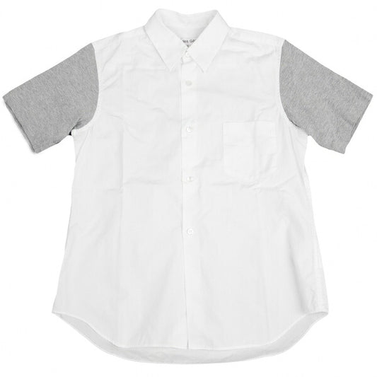 COMME des GARCONS Panel Sleeve Cotton White Gray Shirt Size S