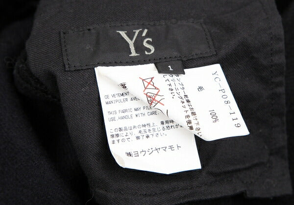 Y's Brushed Wool Cargo Pocket Tapered Pants Black Size 1