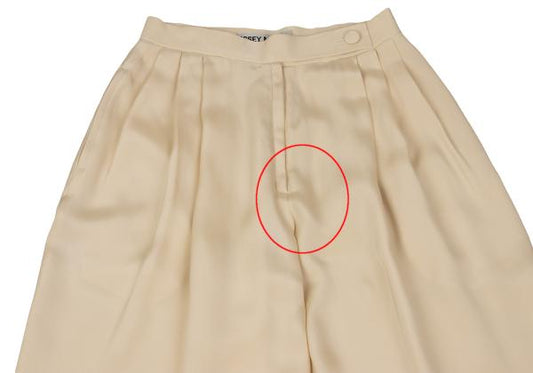 ISSEY MIYAKE Silk Tuck Design Pants Cream Size M
