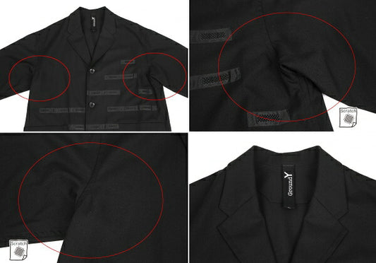 Ground Y 20AW Wool Gabardine Patchwork Jacket Black Size 3