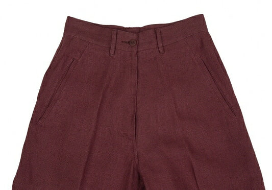 PRADA Linen Straight Pants Bordeaux Size 38