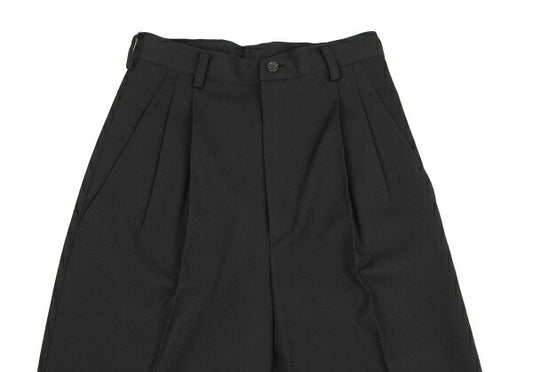 Y's Wool Gabardine Pleated Tapered Slim Pants Black Size S