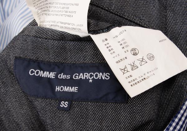 COMME des GARCONS HOMME Washed Check Jacket Gray Size SS