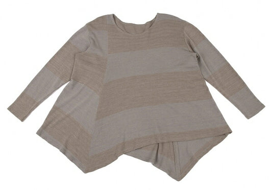 JURGEN LEHL Wool Border Drape Knit Top Beige Mocha Size M