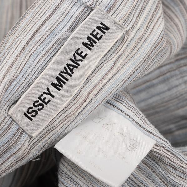 ISSEY MIYAKE MEN Crinkled Stripe Open Shirt Blue Size L