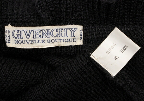 GIVENCHY Wool Ruffle Long Cardigan Black Size M