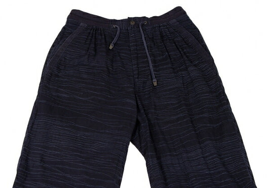 ISSEY MIYAKE MEN Cotton Random Stripe Pants Navy Size XL