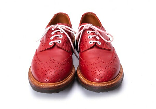 Tricker's Bourton Leather Derby Shoes Red Size 27cm