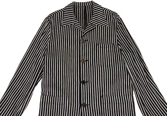 KENZO Linen Blend Stripe Woven Shirt Jacket Black Size 3