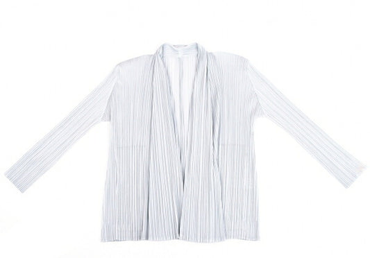 PLEATS PLEASE Pleated Shawl Collar Cardigan Gray Size 3