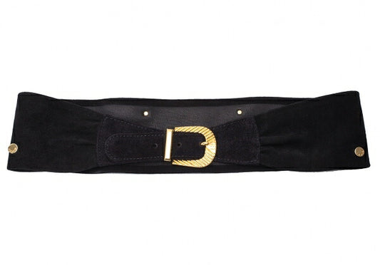 GUCCI Black Studded Suede Leather Belt