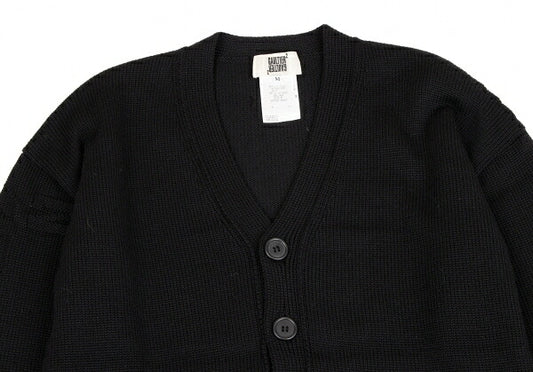 GAULTIER Black Wool Zip Design Cardigan Size M