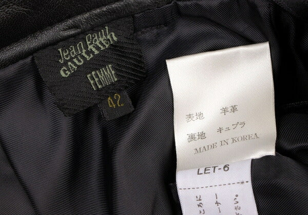 Jean Paul GAULTIER FEMME Lamb Leather Pants Black Skirt Size 42