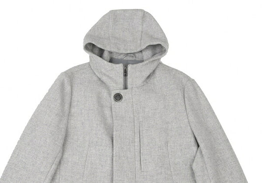 EPOCA UOMO Wool Nylon Double Zip Hooded Coat Gray Size 52