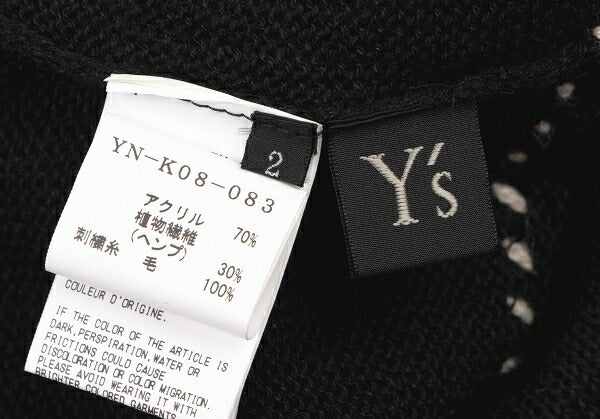 Y's 20SS Mesh Knit T-Shirt Black Size 2