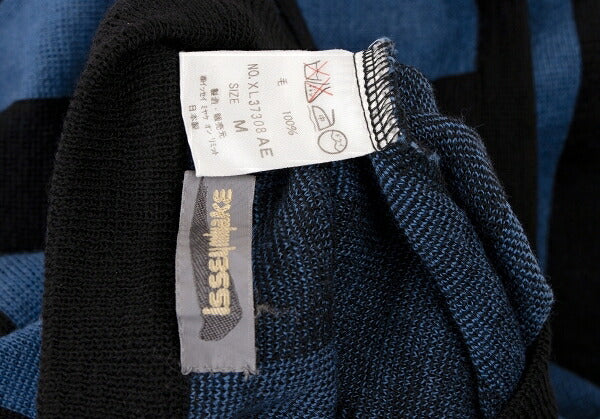 ISSEY MIYAKEMEN Black Blue Stripe Wool Sweater Size M