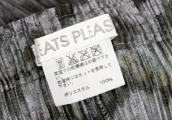 PLEATS PLEASE Polyester Ethnic Print Pants Charcoal Size 1