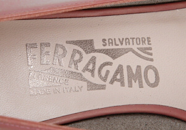 Salvatore Ferragamo Ribbon Leather Pumps Pink Gold Size 24CM