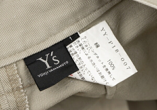 Y's Cotton Back Flap Pocket Pants Beige Size 1