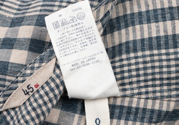 45rpm 45R Linen Check Wide Box Blouse Blue Size 0