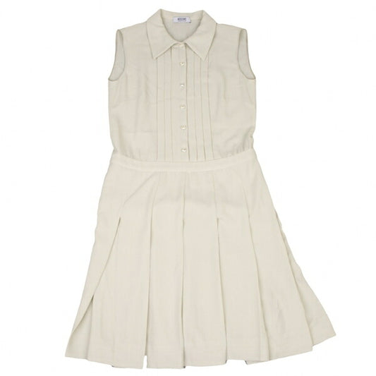 MOSCHINO Pintuck Sleeveless Dress Off-Beige Size 38
