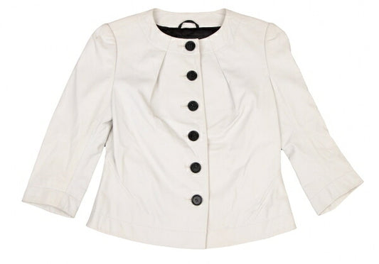 Paul Smith BLACK Sheepskin Collarless Jacket White Size 40