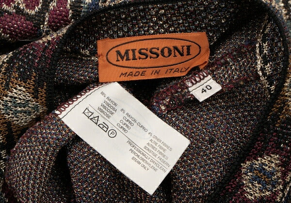 MISSONI Rayon Jacquard Lame Knit Cardigan Multi Size M