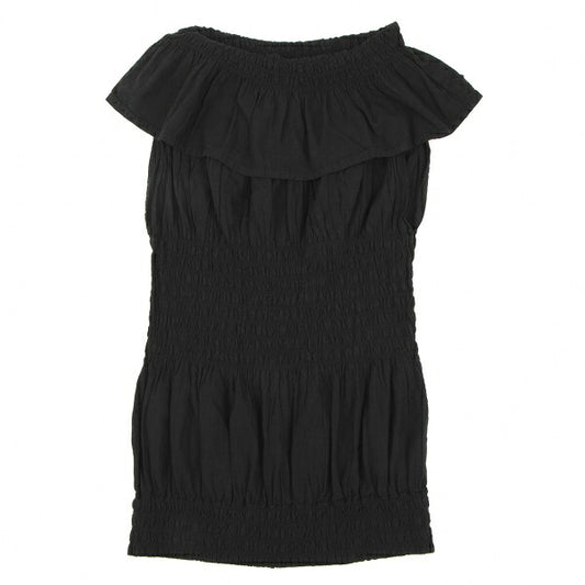 ISSEY MIYAKE me Cotton Frill Neck Tank Top Black Size F