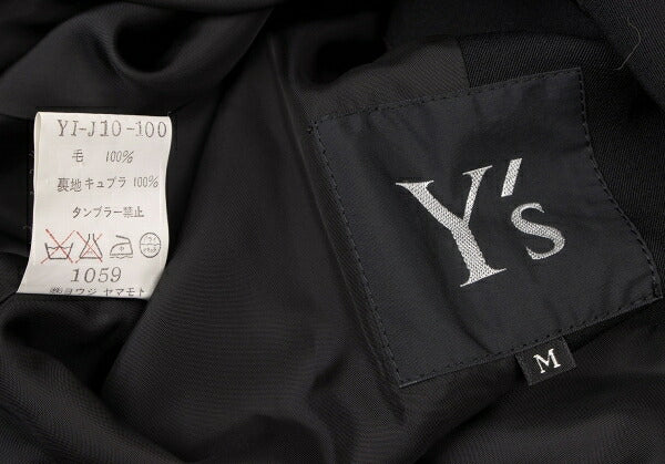 Y's 97AW Wool Gabardine Flare Sleeve Zip Jacket Black Size M