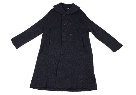 45rpm Wool Alpaca Shawl Collar Twill Knit Coat Navy Size 0