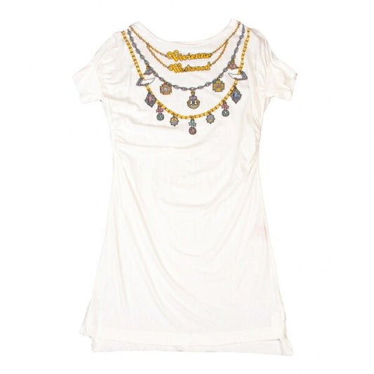 Vivienne Westwood Red Label Jewelry Print Tunic White Blouse Size 1