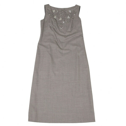 YOSHIE INABA Beaded Sleeveless Dress Gray Size 9