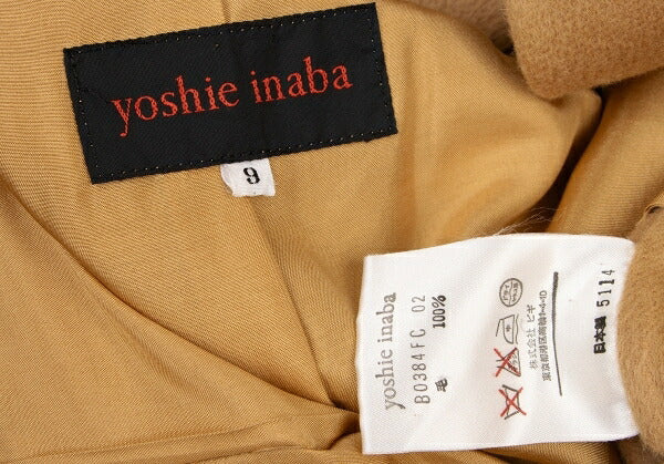 YOSHIE INABA Shaggy Wool Shawl Collar Coat Beige Size 9