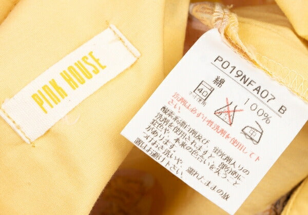 PINK HOUSE Cat Print Pullover Short Dress Yellow Size L