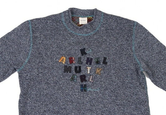 Karl Helmut Purple Wool Silk Alphabet Patch Sweater Size L
