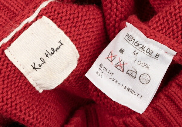 Karl Helmut Logo Cotton Knit Sweater Red Size M