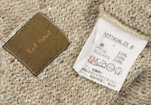 Karl Helmut Logo Stitch Raglan Knit Sweater Beige Size L