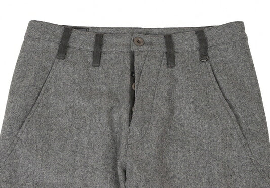MARITHE Wool Rib Hem Belted Pants Gray Size M