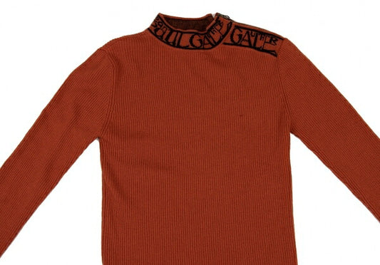 Jean Paul GAULTIER HOMME Logo Rib Sweater Orange Size 48
